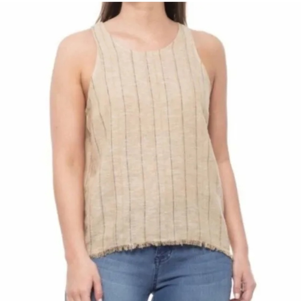 Drew Teagan linen blend striped tank top size xs